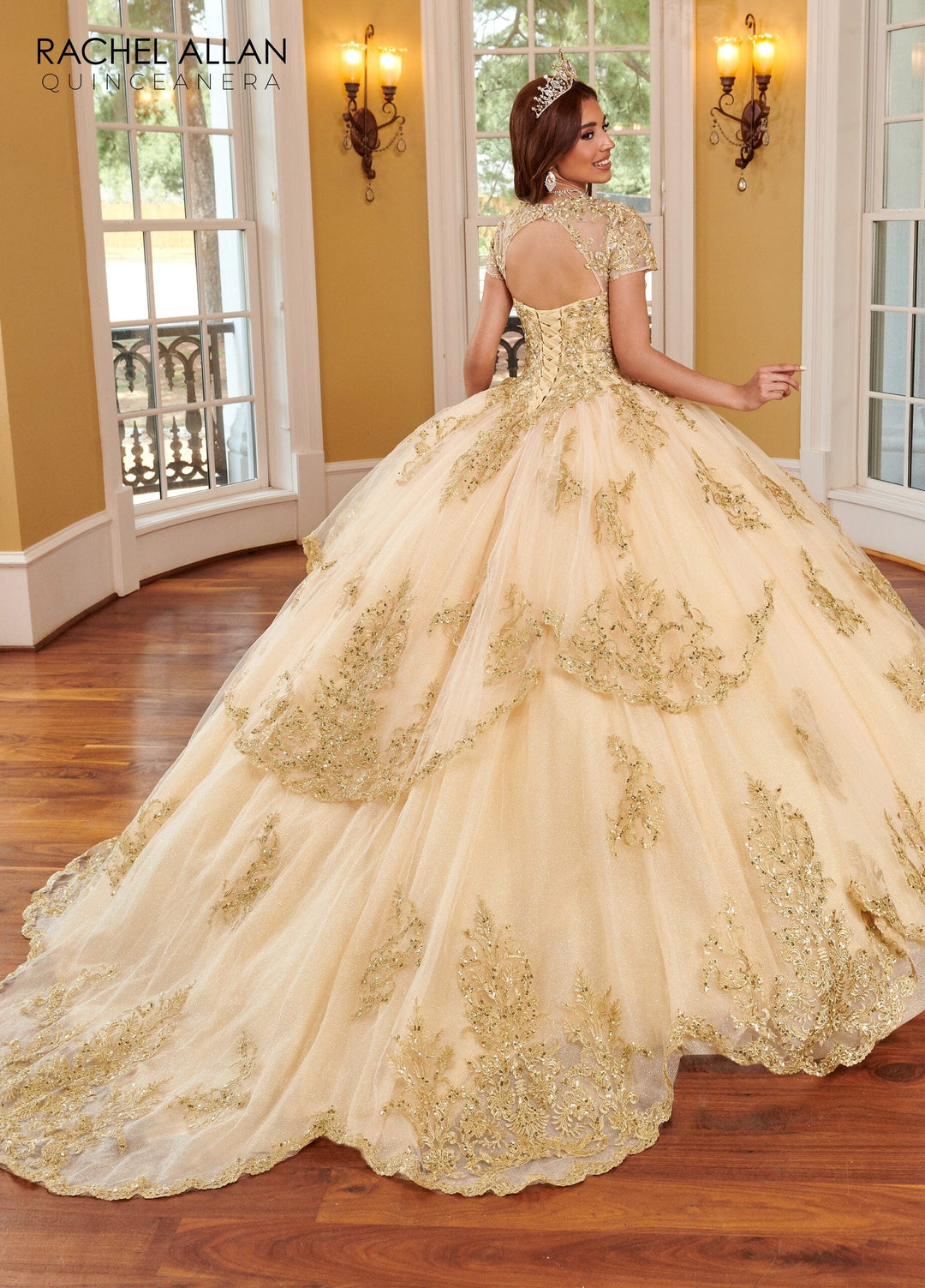 Applique Short Sleeve Quinceanera Dress by Rachel Allan RQ3108