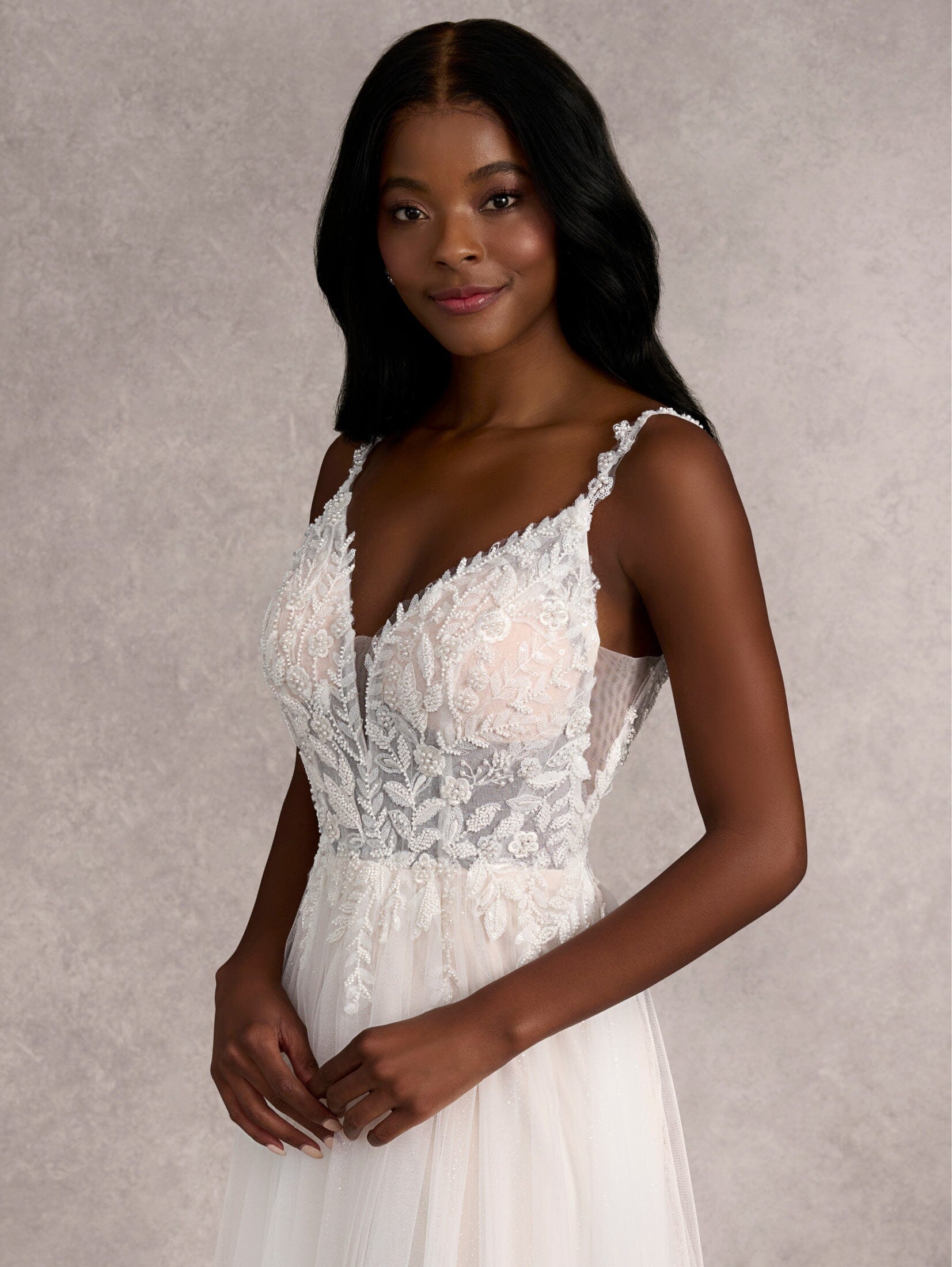 Applique Sleeveless Wedding Gown by Adrianna Papell 31258 ABC Fashion