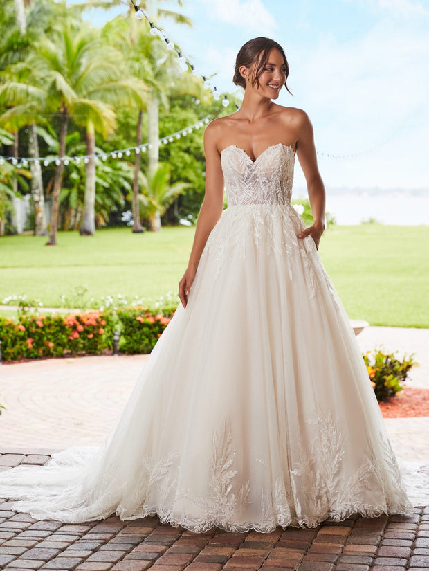 Applique Strapless Wedding Gown by Adrianna Papell 31218 ABC Fashion