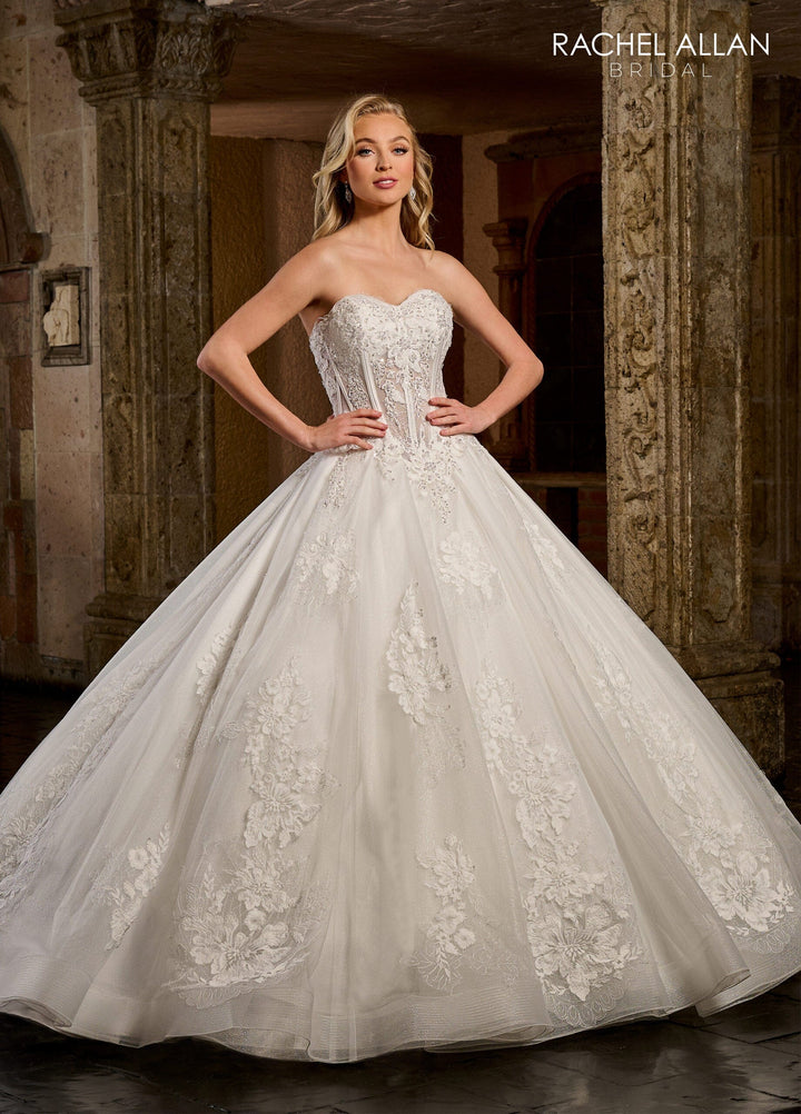 Applique Strapless Wedding Gown by Rachel Allan RB6126