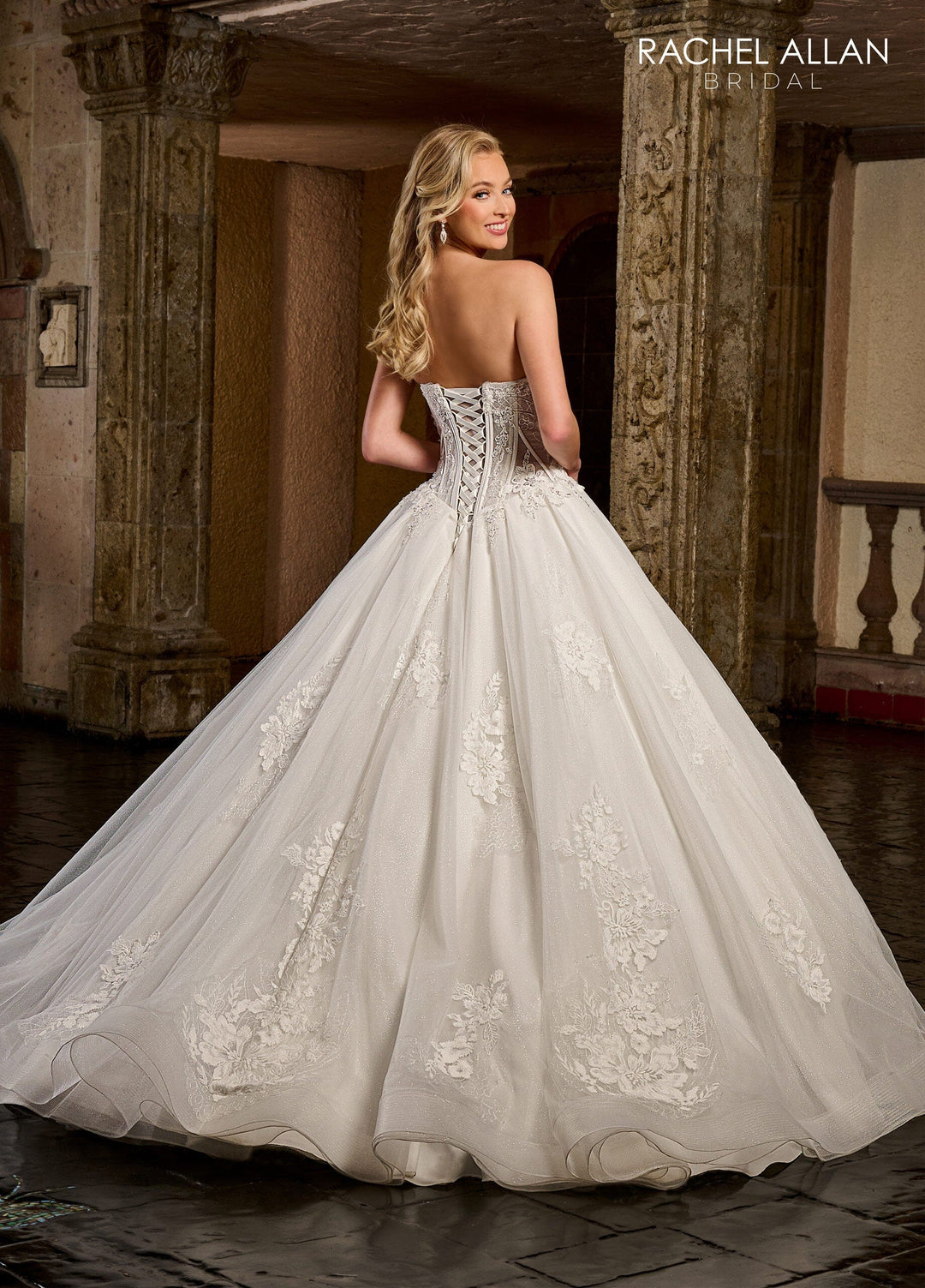 Applique Strapless Wedding Gown by Rachel Allan RB6126