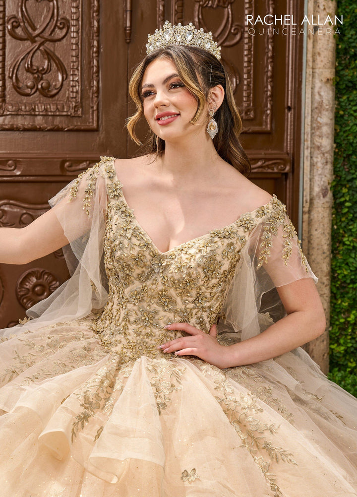 Applique V-Neck Quinceanera Dress by Rachel Allan RQ2173