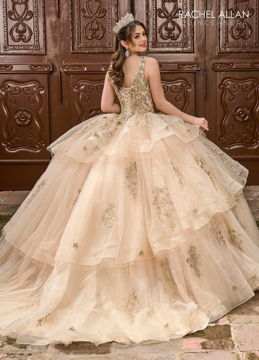 Applique V-Neck Quinceanera Dress by Rachel Allan RQ2173