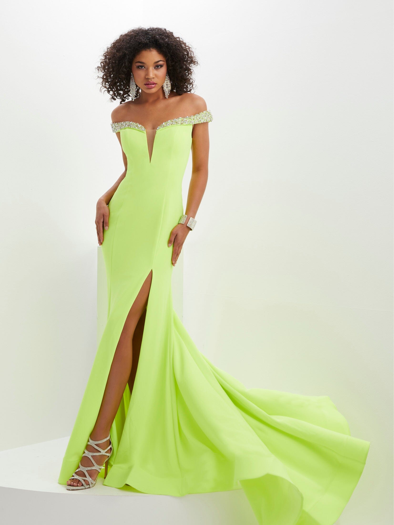 Neon off fashion shoulder dress