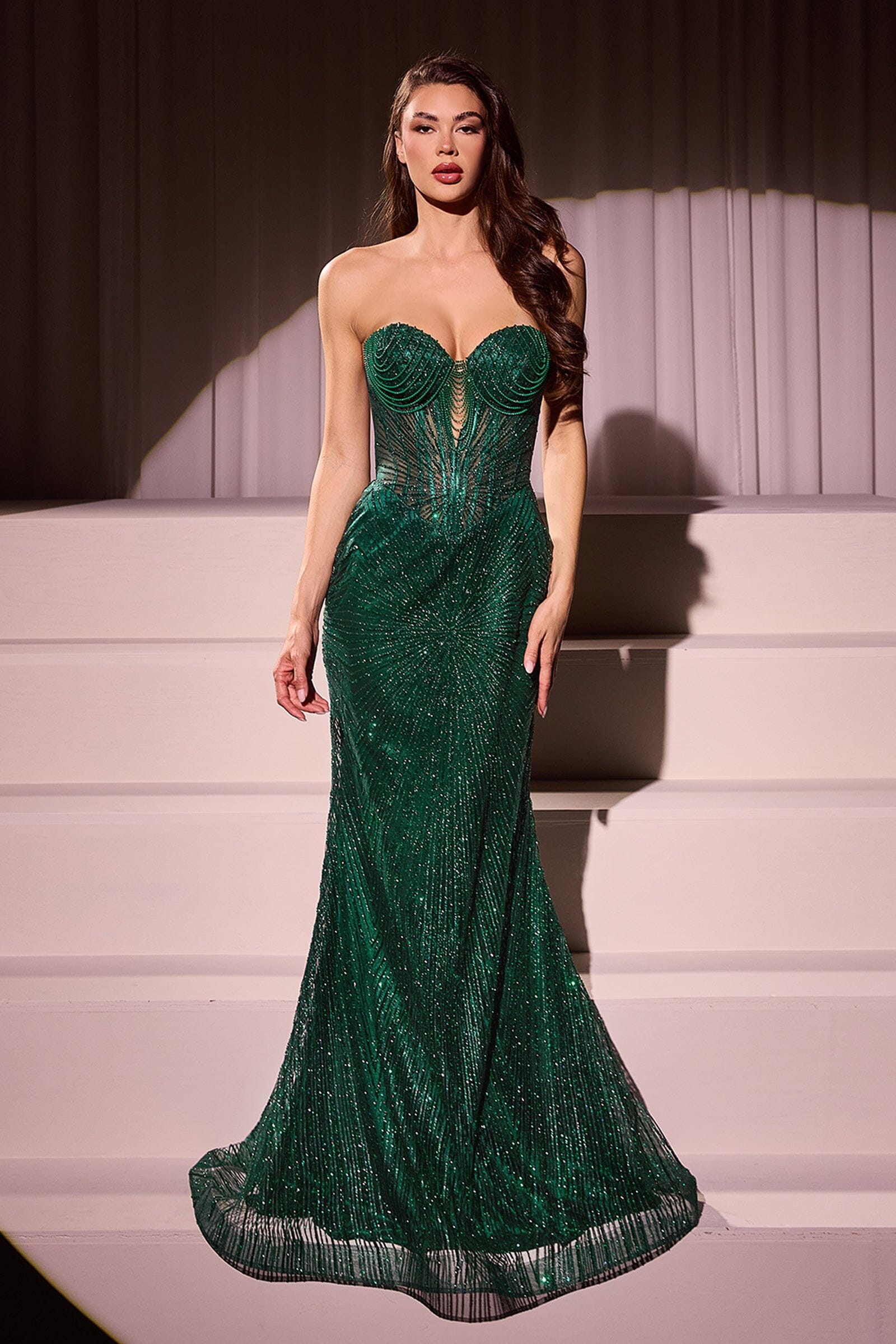 Bhldn strapless green gown size outlet 0 formal mermaid prom dress