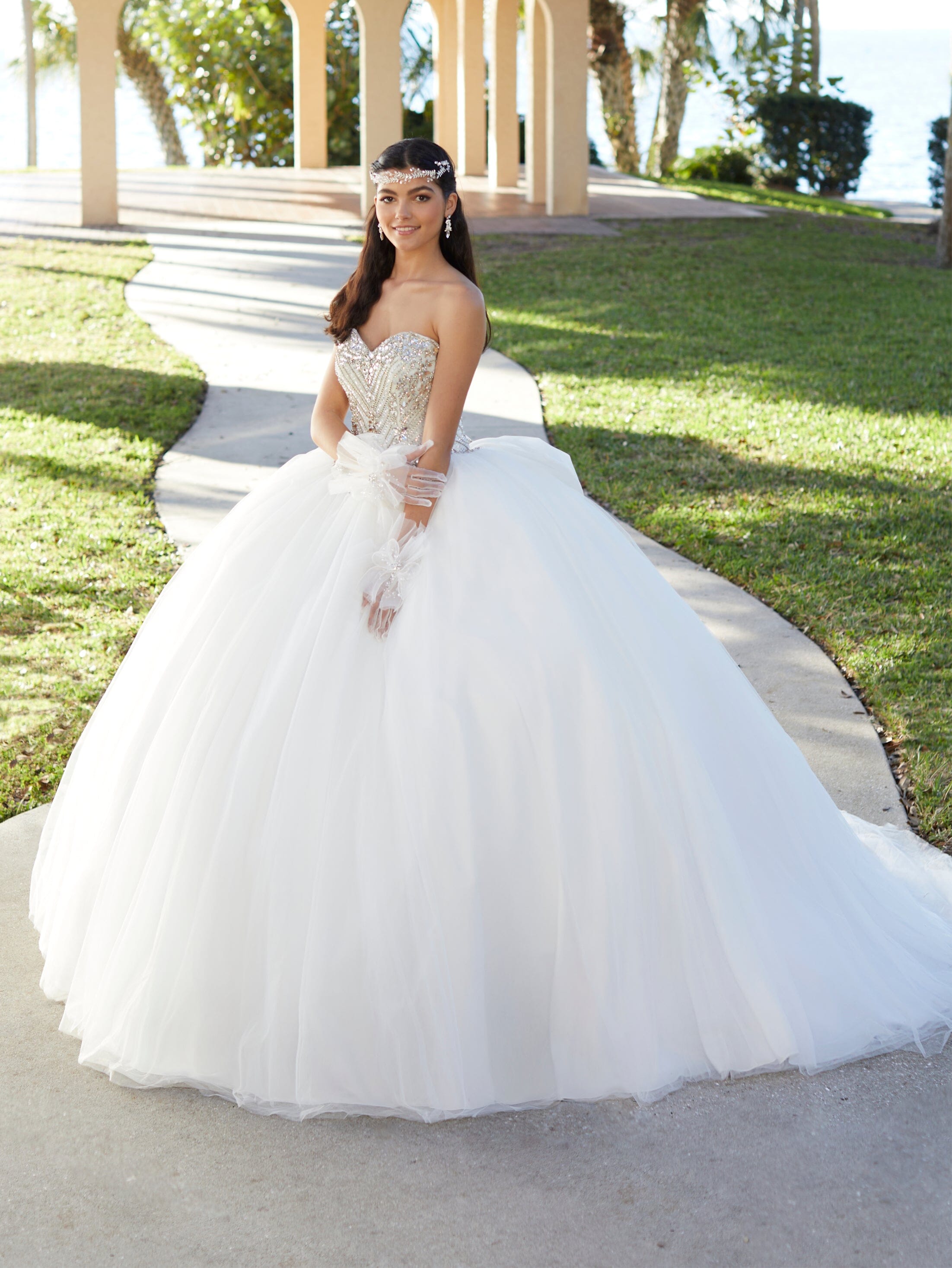 white puffy white quinceanera dresses