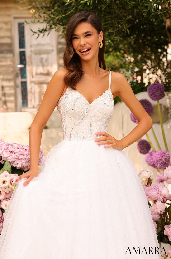 Beaded Tulle Sleeveless A-line Gown by Amarra 94020