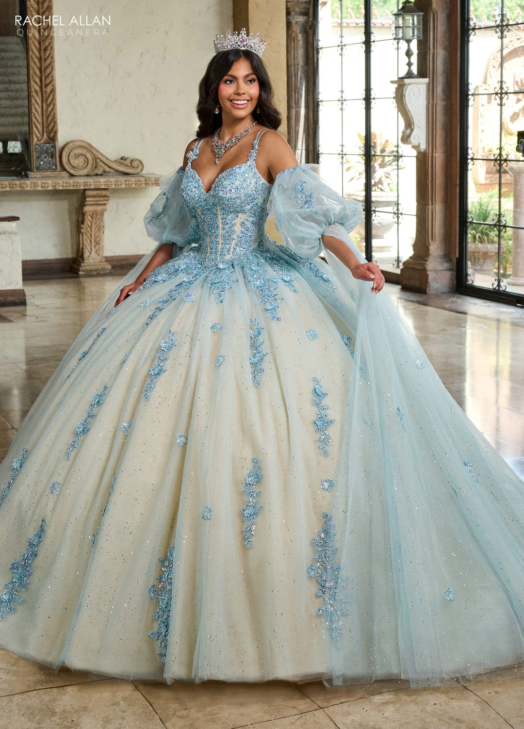 Cape Sleeve Quinceanera Dress by Rachel Allan RQ1133