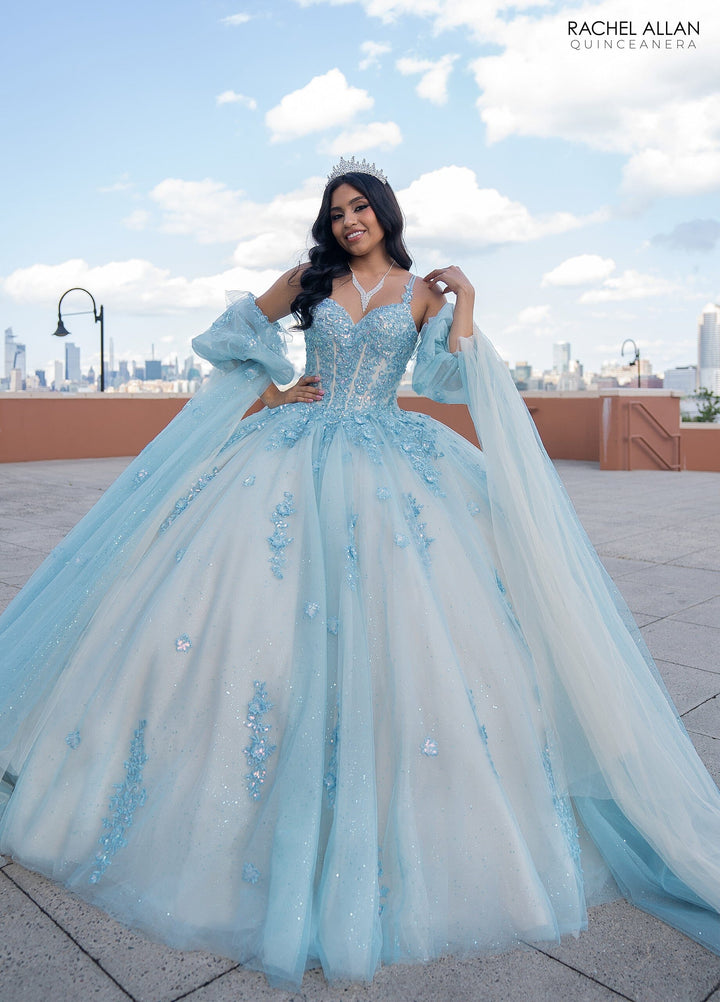 Cape Sleeve Quinceanera Dress by Rachel Allan RQ1133