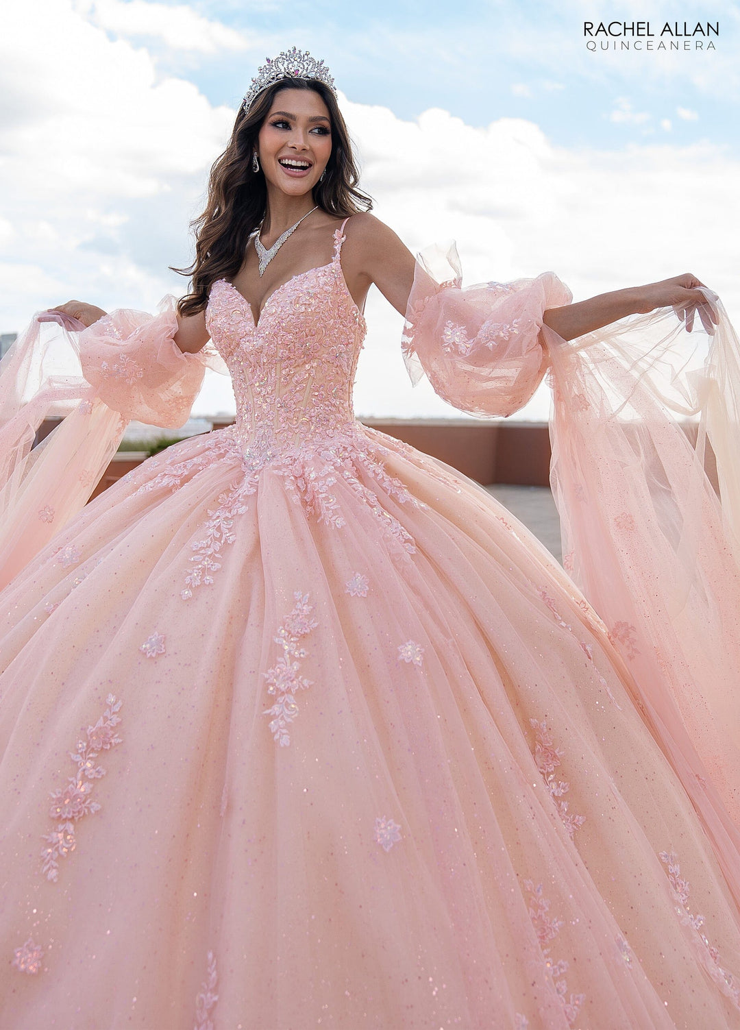 Cape Sleeve Quinceanera Dress by Rachel Allan RQ1133