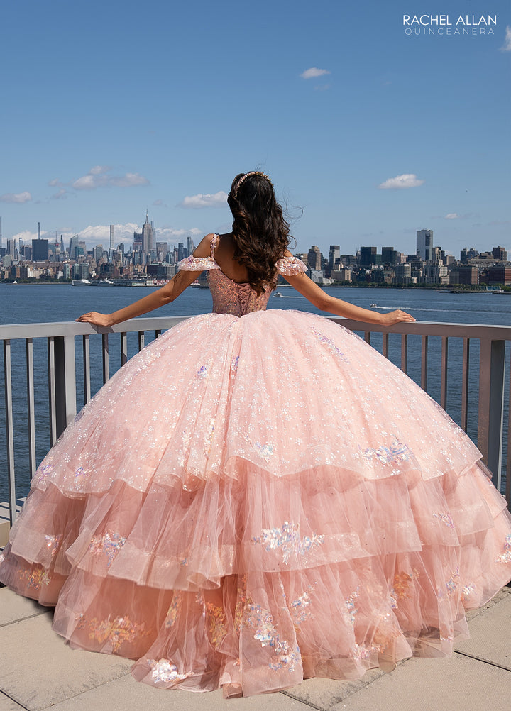 V-Neck Ruffled Quinceanera Dress by Rachel Allan RQ1136