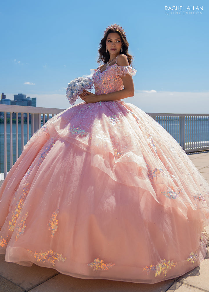 V-Neck Ruffled Quinceanera Dress by Rachel Allan RQ1136