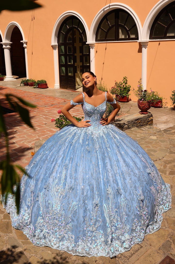 Cold Shoulder Cloak Quinceanera Dress by Amarra 54310