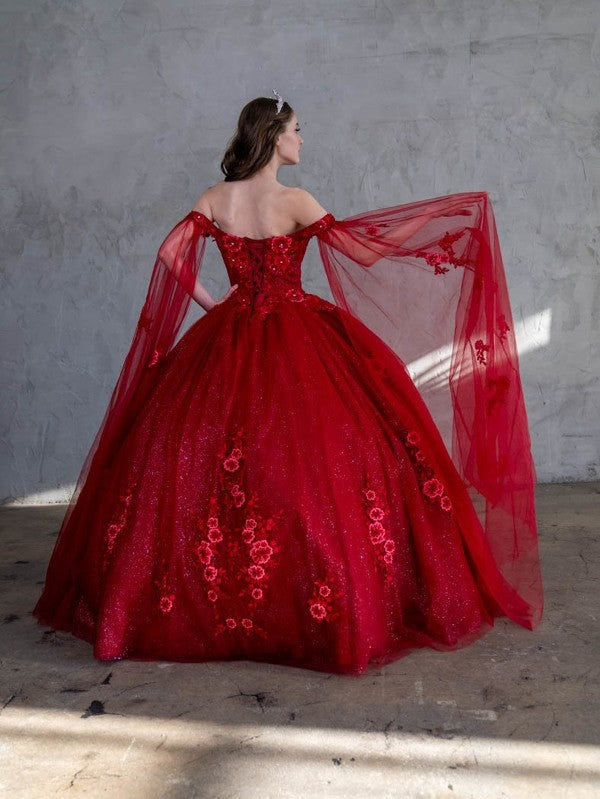 Off Shoulder Cape Sleeve Ball Gown by Calla SCL30014