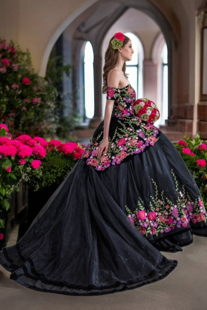 Floral Charro Off Shoulder Ball Gown by Calla SCL30016