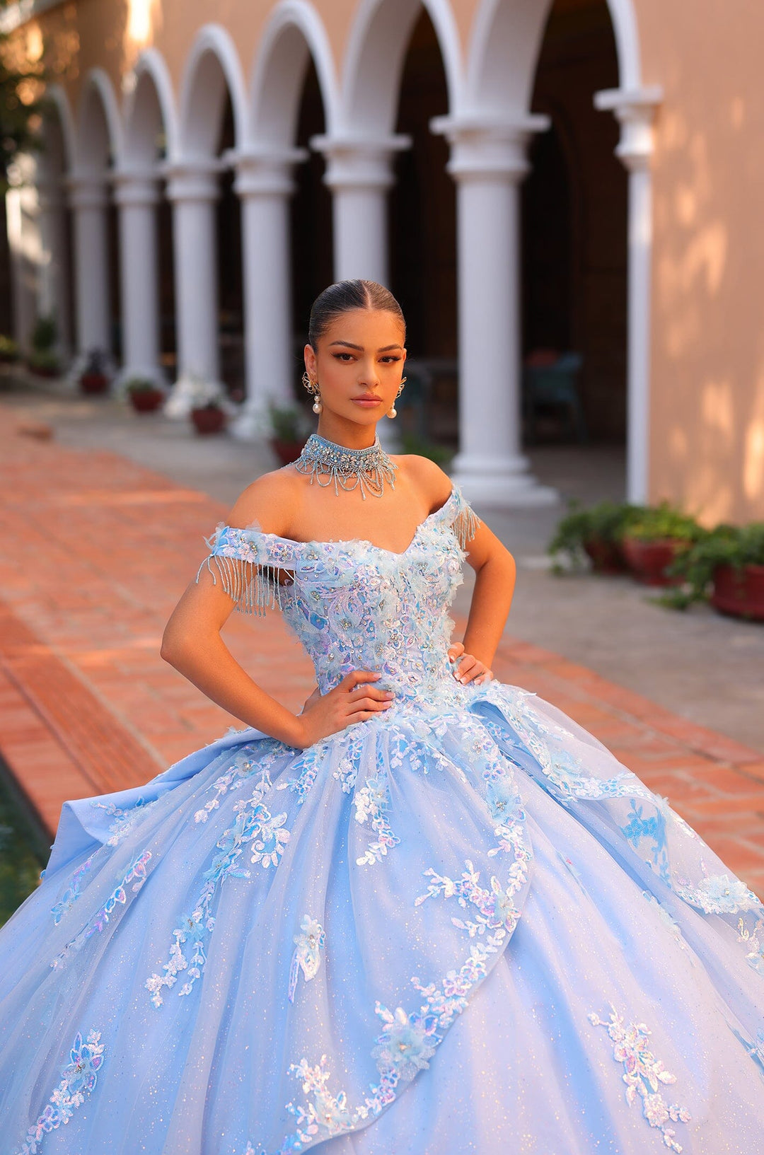 Embellished Off Shoulder Quinceanera Dress by Amarra 54305