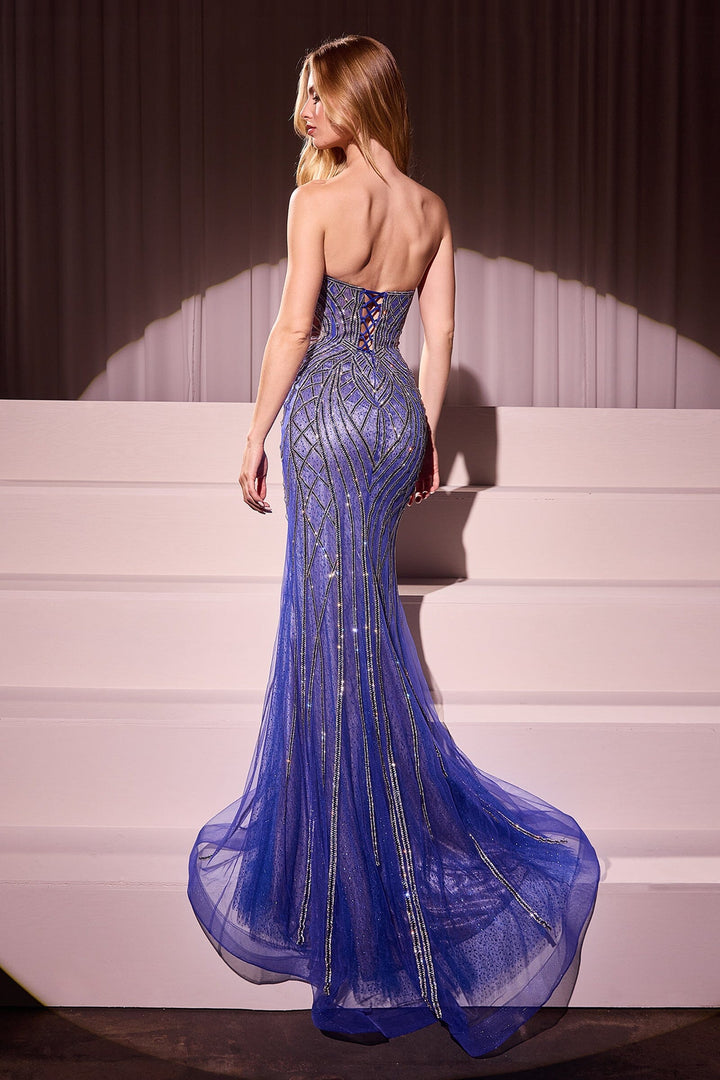 Embellished Strapless Mermaid Dress by Ladivine CC6018