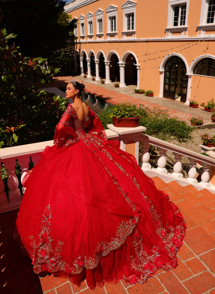 Embroidered Bell Sleeve Quinceanera Dress by Amarra 54263