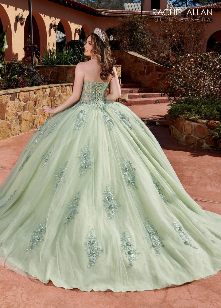 Feather Long Sleeve Quinceanera Dress by Rachel Allan RQ2171