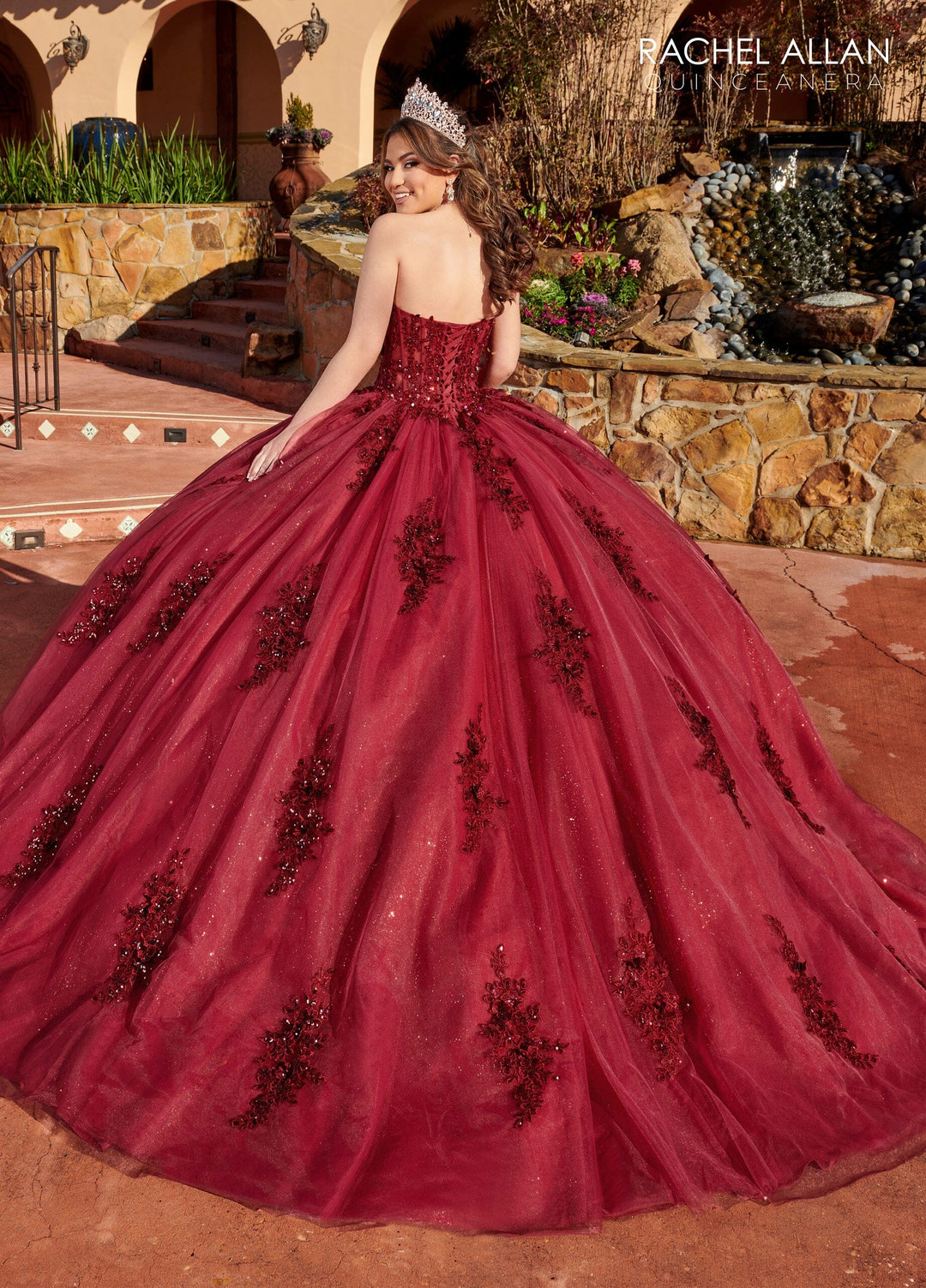 Feather Long Sleeve Quinceanera Dress by Rachel Allan RQ2171