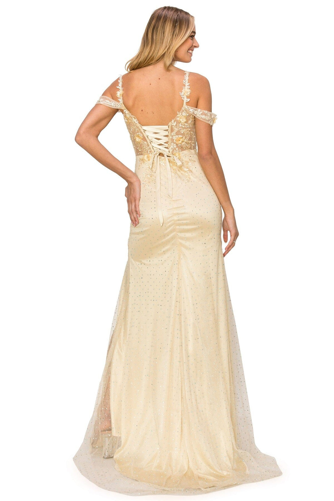 Fitted Applique Slit Gown by Cinderella Couture 8049J - Outlet