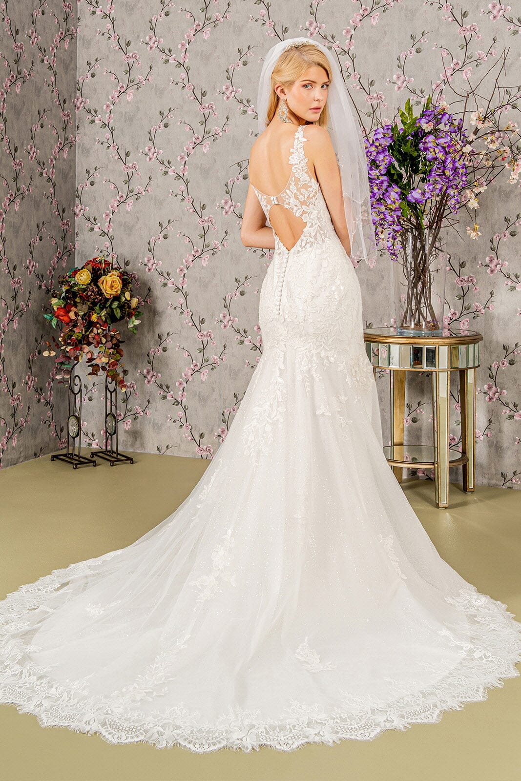 Fitted Embroidered Sleeveless Bridal Gown by GLS Gloria GL3487