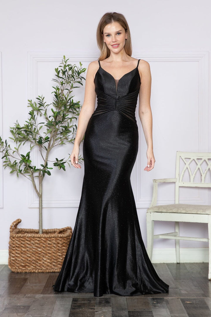 Fitted Glitter Jersey Sleeveless Gown by Poly USA 9260