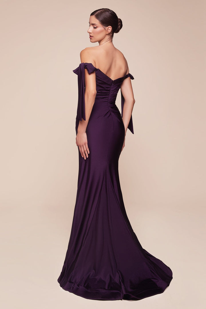 Fitted Off Shoulder Gown by Cinderella Divine CD943