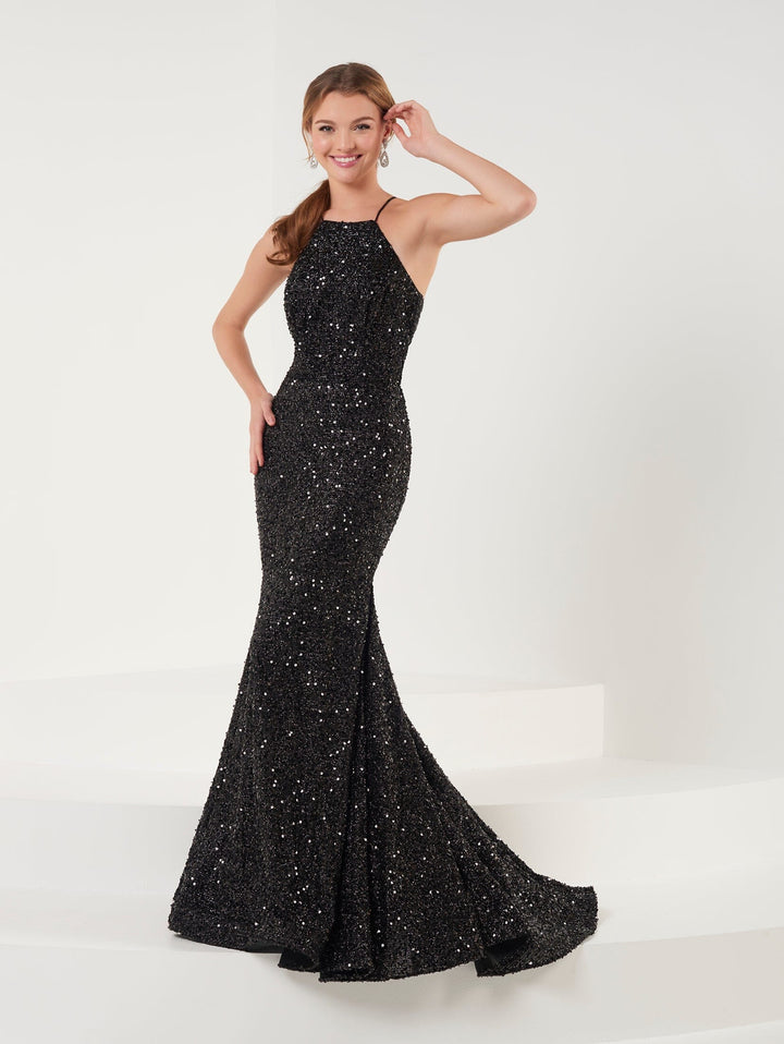 Fitted Sequin Sleeveless Halter Gown by Studio 17 12846