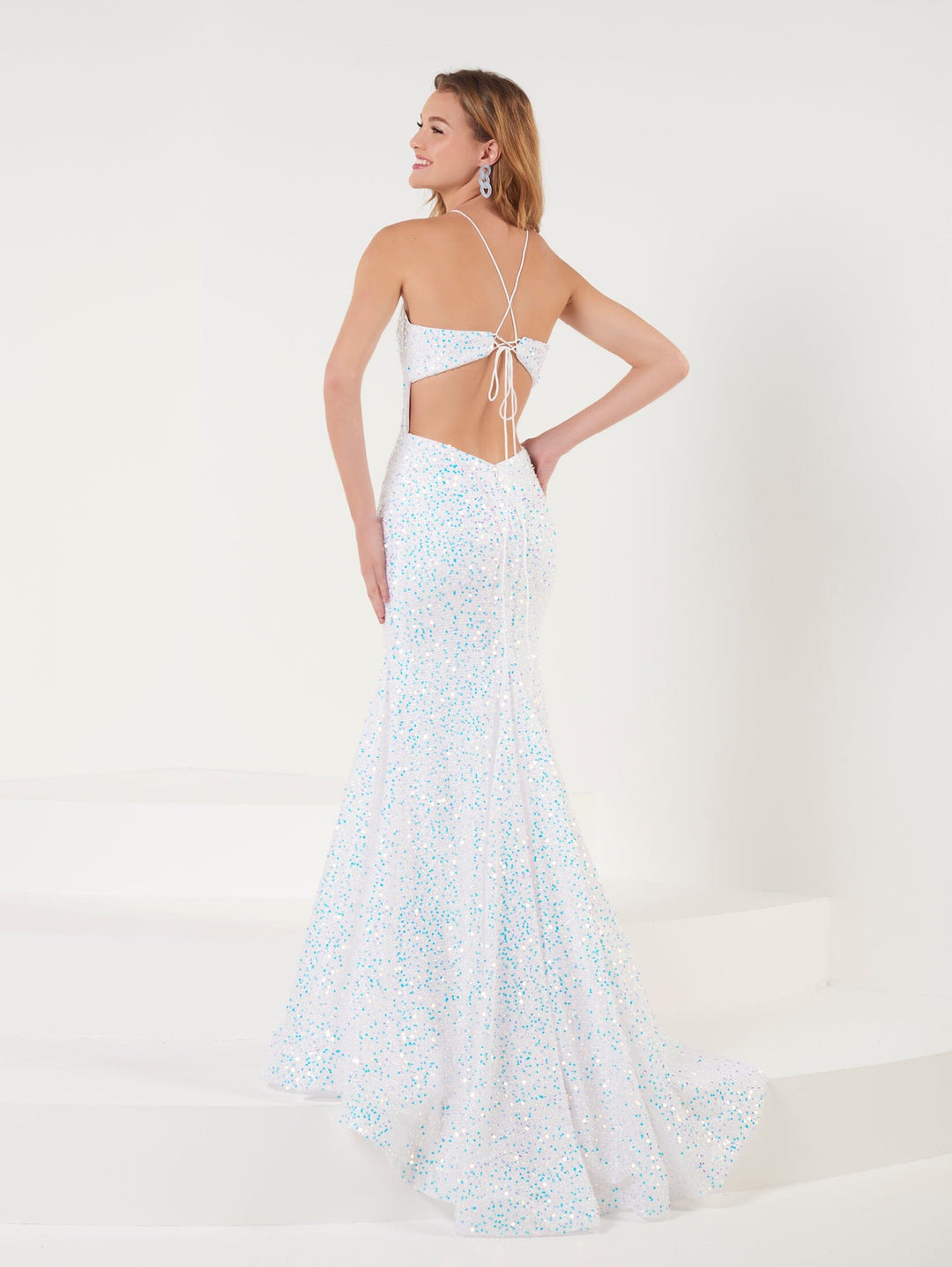 Fitted Sequin Sleeveless Halter Gown by Studio 17 12846