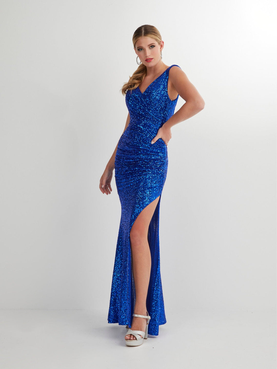 Fitted Sequin Sleeveless Slit Gown by Studio 17 12903