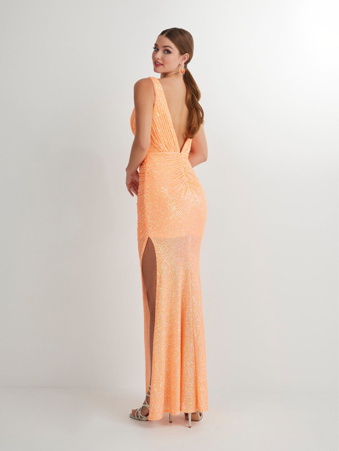 Fitted Sequin Sleeveless Slit Gown by Studio 17 12903