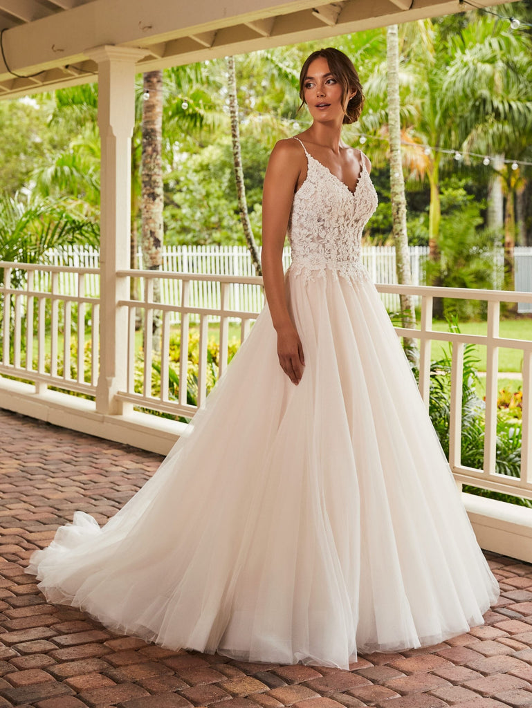 Floral Applique Tulle Wedding Gown by Adrianna Papell 31220 ABC