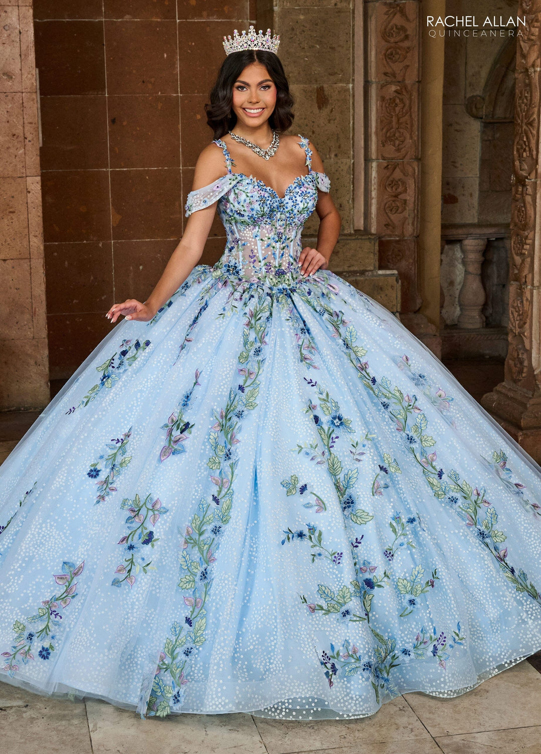 Floral Embroidered Quinceanera Dress by Rachel Allan RQ2185