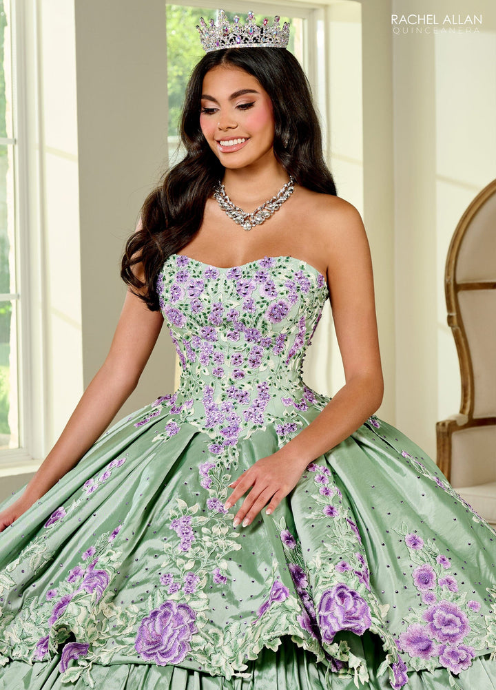 Floral Tiered Lace Quinceanera Dress by Rachel Allan RQ5002