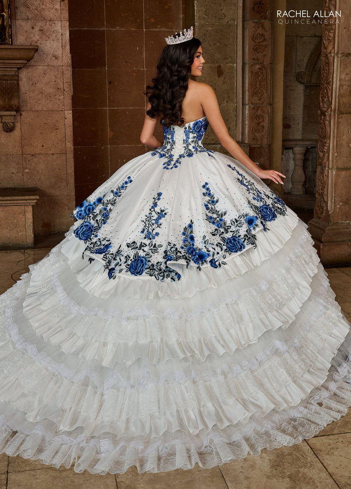 Floral Tiered Lace Quinceanera Dress by Rachel Allan RQ5002