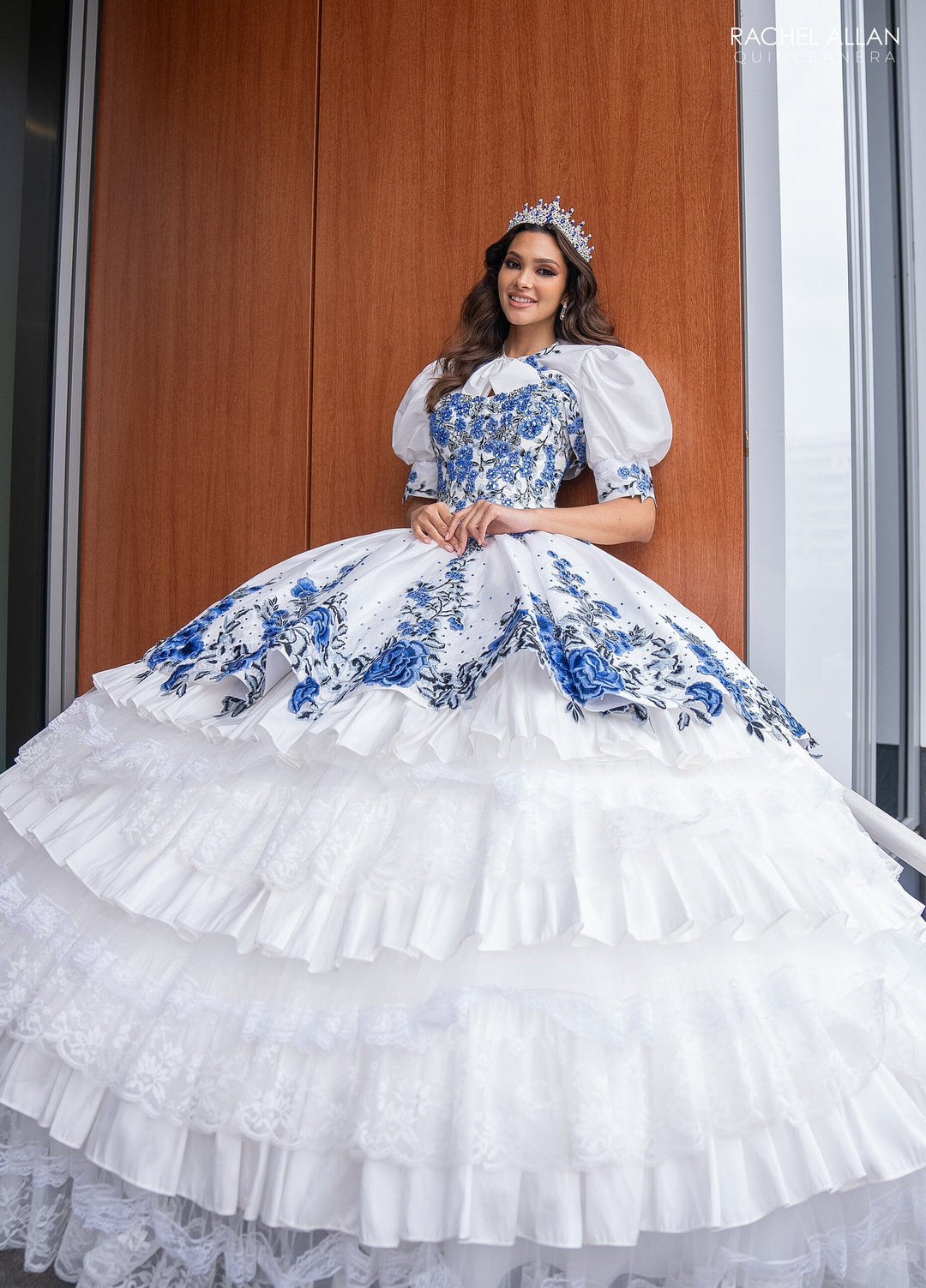 Floral Tiered Lace Quinceanera Dress by Rachel Allan RQ5002