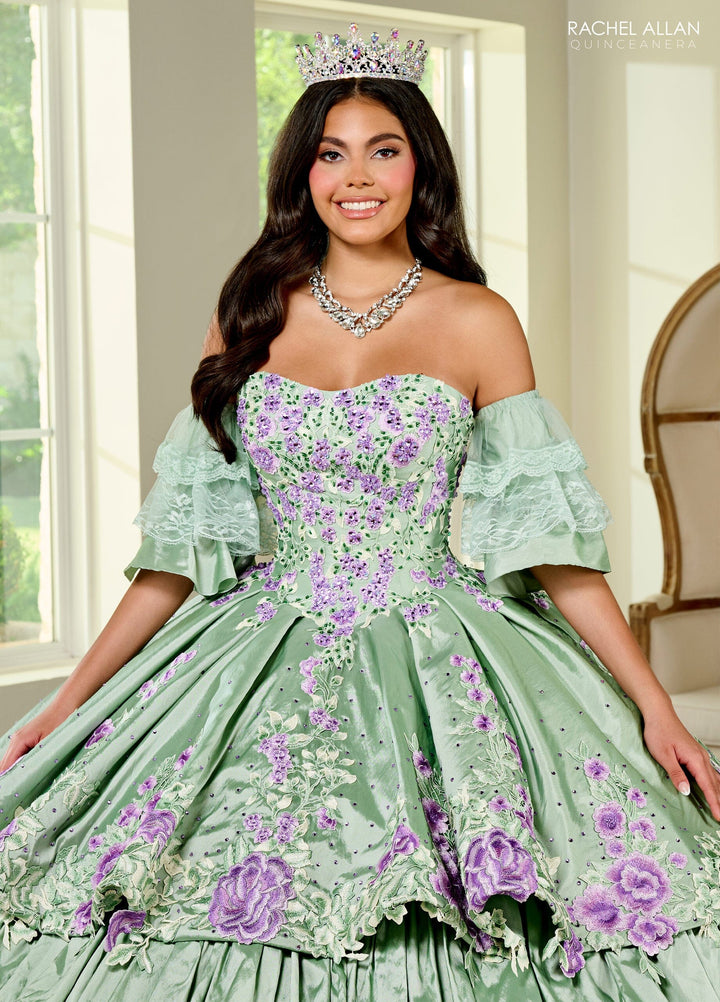 Floral Tiered Lace Quinceanera Dress by Rachel Allan RQ5002