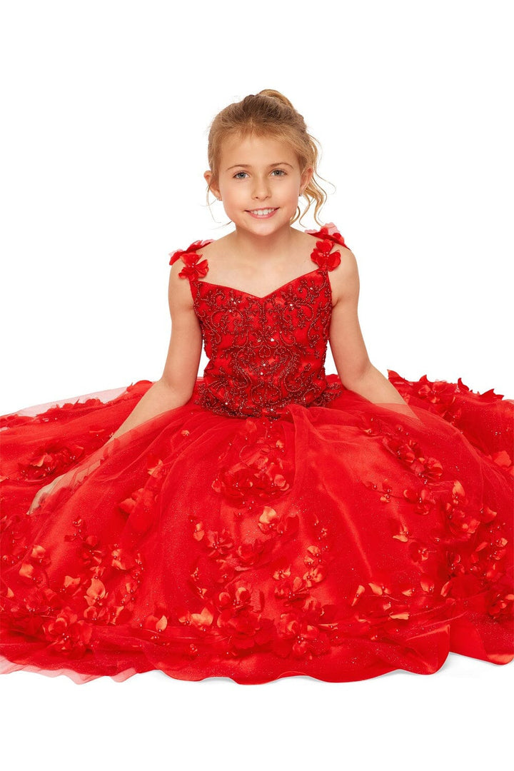 Girls 3D Floral Cape Gown by Cinderella Couture 8030