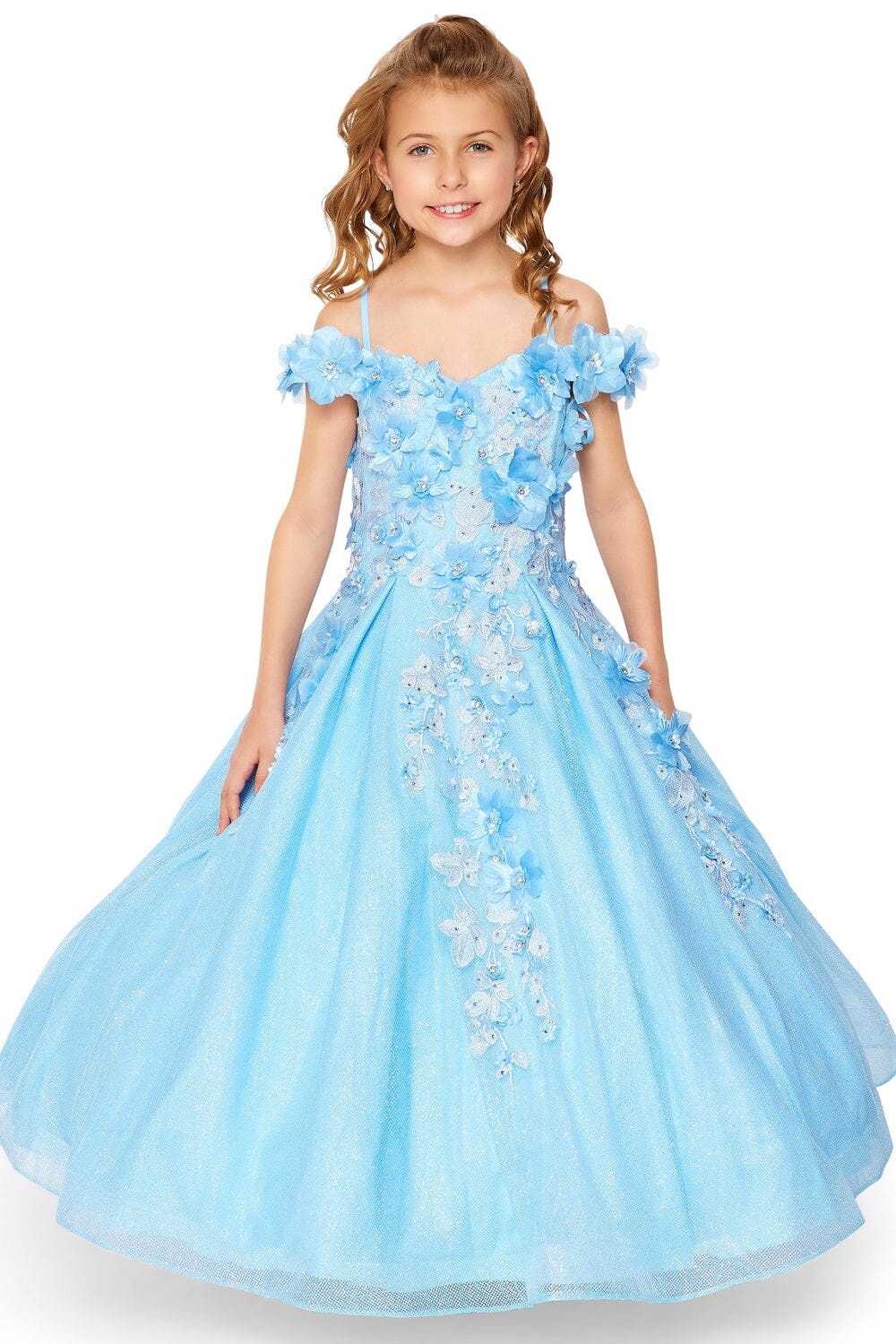 Girls 3D Floral Glitter Gown by Cinderella Couture 8020