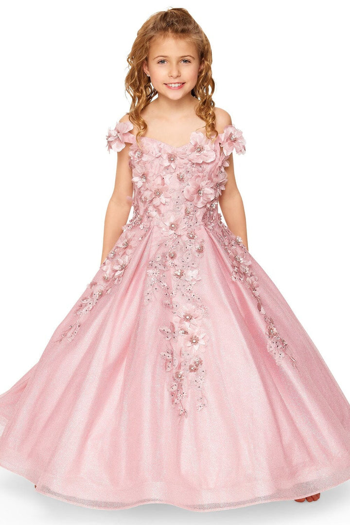 Girls 3D Floral Glitter Gown by Cinderella Couture 8020