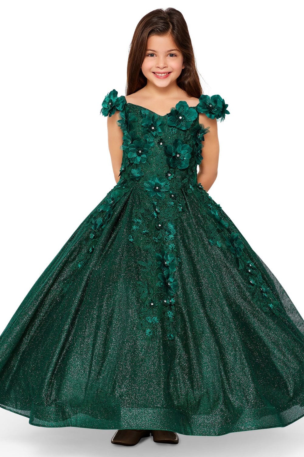 Girls 3D Floral Glitter Gown by Cinderella Couture 8020