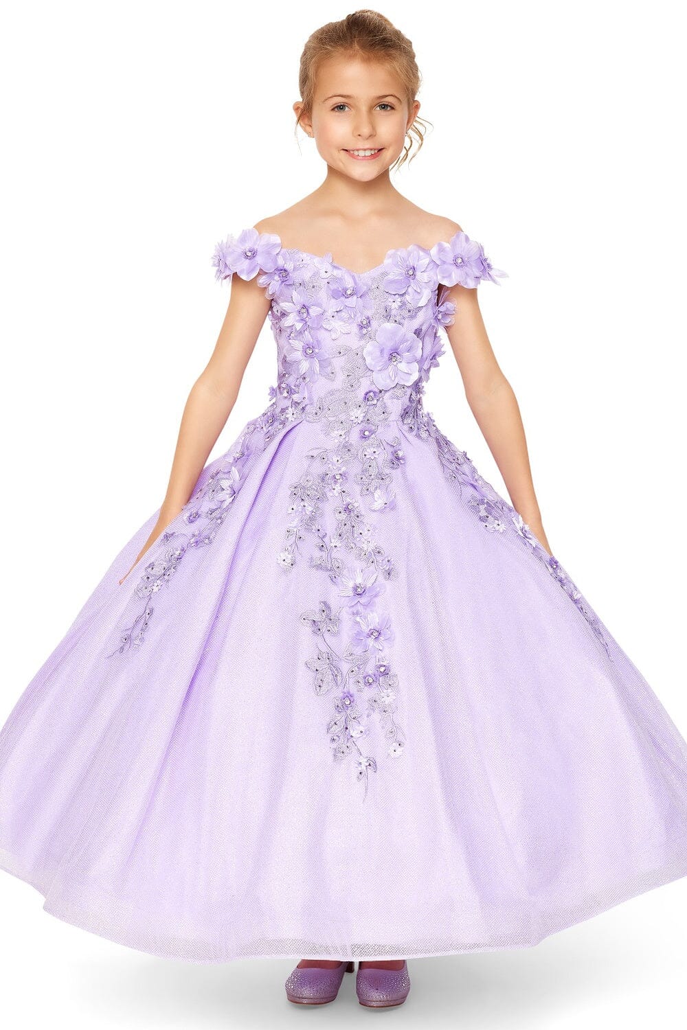 Girls 3D Floral Glitter Gown by Cinderella Couture 8020