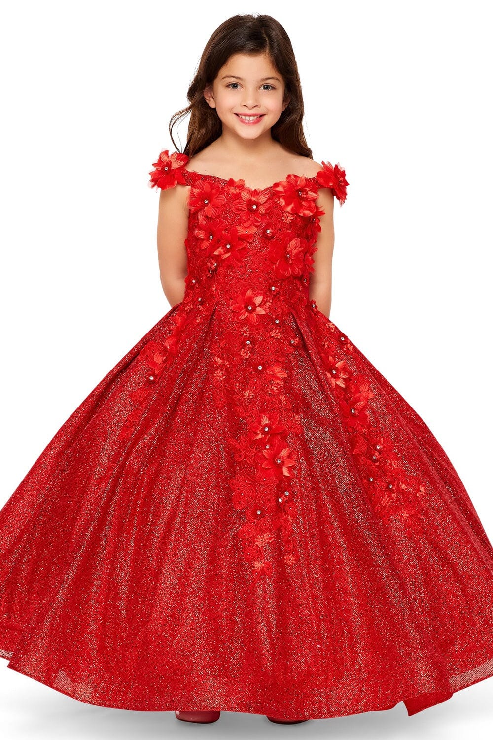 Girls 3D Floral Glitter Gown by Cinderella Couture 8020