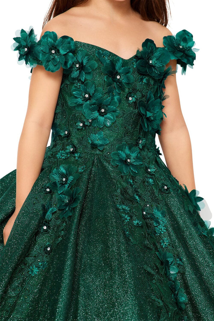 Girls 3D Floral Glitter Gown by Cinderella Couture 8020