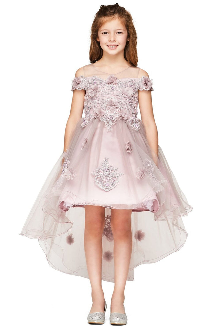 Girls 3D Floral High Low Dress by Cinderella Couture 9119