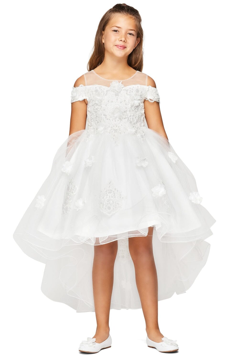 Girls 3D Floral High Low Dress by Cinderella Couture 9119