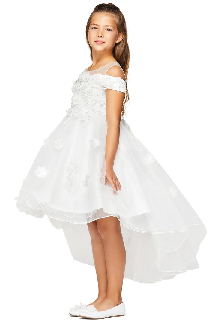 Girls 3D Floral High Low Dress by Cinderella Couture 9119