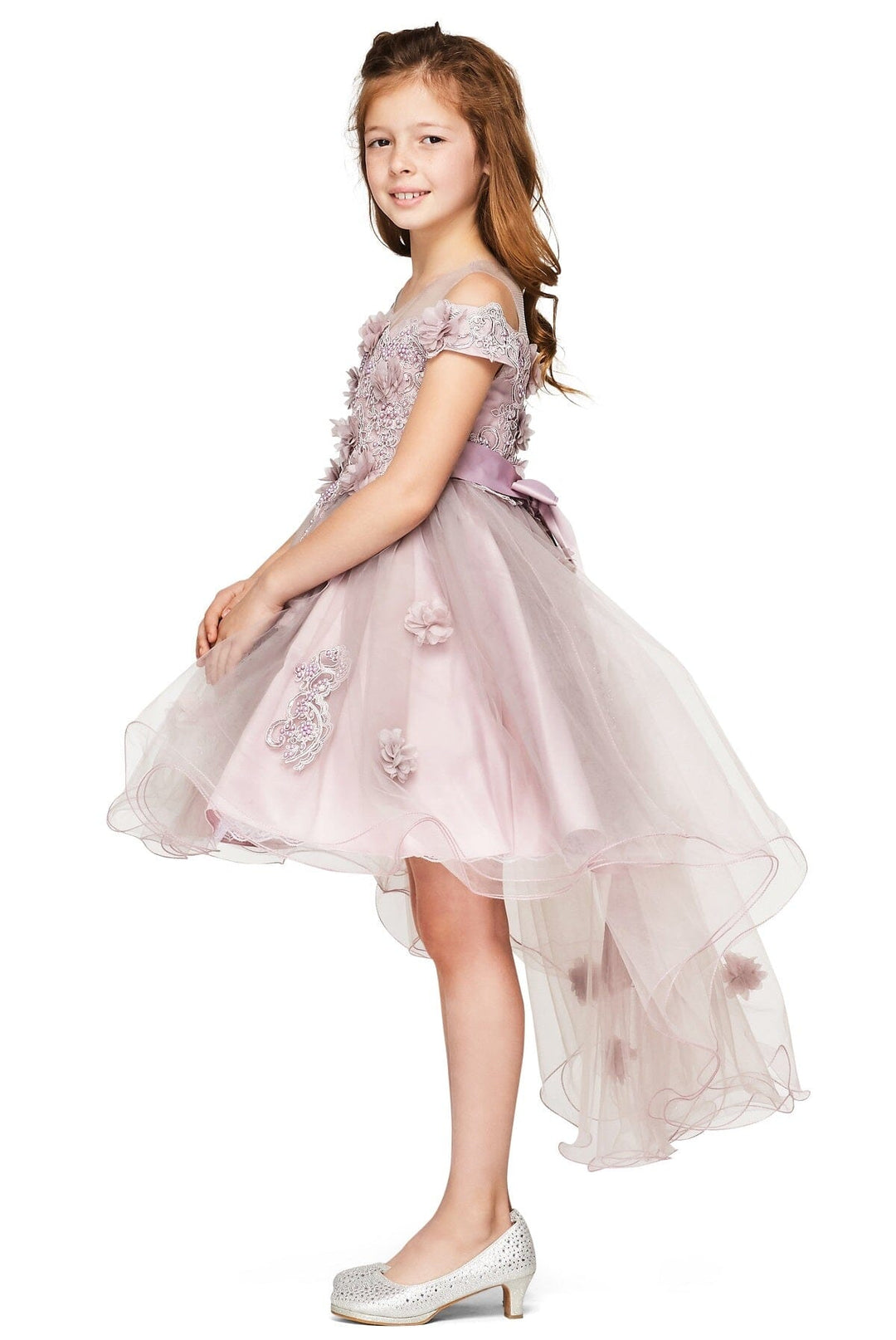 Girls 3D Floral High Low Dress by Cinderella Couture 9119