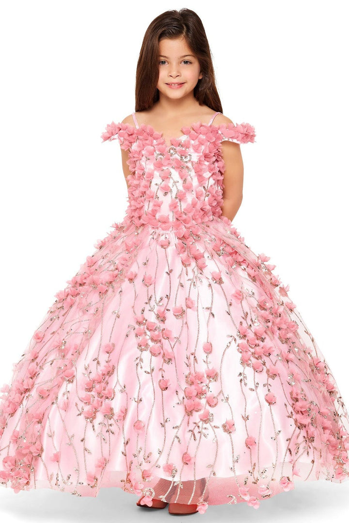 Girls 3D Floral Off Shoulder Gown by Cinderella Couture 8021